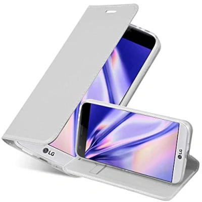 Abbildung von Cadorabo Hülle kompatibel mit LG G5 aus Premium Kunst Leder Flip Klappbare Stoßfeste Magnetische [Standfunktion] [Kartenfächern] Cover für Tasche in Silber