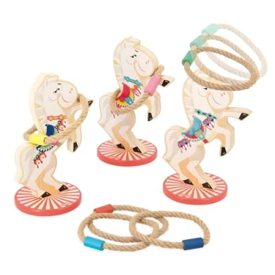 Abbildung von Janod Pferde Ringwurfspiel Applepop Geschicklichkeitsspiel für Kinder 3 + 6 Ringe Fördert die Handgeschicklichkeit Spielzeug aus FSC Holz Ab Jahre, J03366