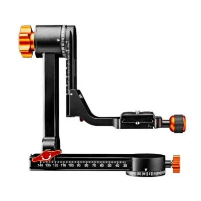 Abbildung von Walimex pro Aluminium Gimbal Head Stativkopf A20 Hochwertiger 360 Grad Panorama Affenschaukel mit Arca Schnellwechselplatte,Traglast 20 kg, Tasche, für DSLR DSLM Spektiv Objektiv