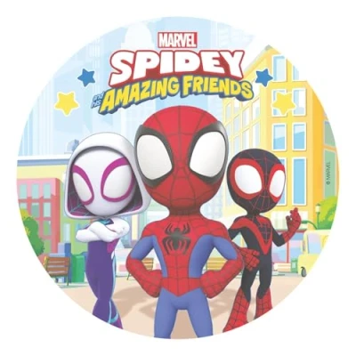 Abbildung von dekora Tortendeko Für Kindergeburtstage Essbarer Tortenaufleger Spidey 20 cm Diameter Cake Topper aus Esspapier Glutenfrei, Laktosefrei, Ohne Zuckerzusatz Vegetarier Geeignet