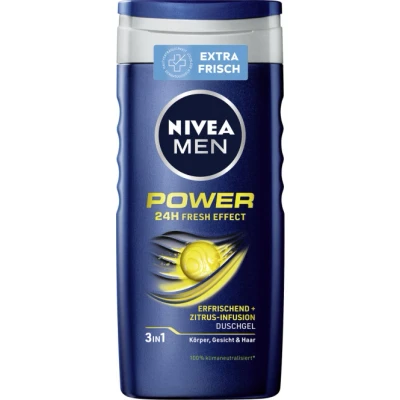 Abbildung von NIVEA MEN Power Duschgel (250 ml), pH hautneutral Pflegedusche mit vitalisierendem Duft, kühlendes für Männer Menthol Körper, Gesicht und Haar