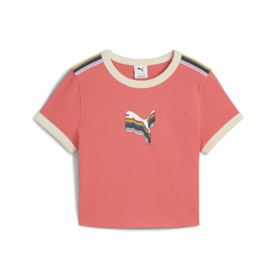 Abbildung von Puma Equal LOVE Confederation MIT Grafik Tshirt print, Damen, Größe: Large, Peach frost