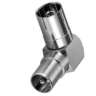 Abbildung von BestPlug TV Radio Antennen Winkel Adapter, Koax Stecker männlich auf Buchse Kupplung weiblich 90 abgewinkelt, geeignet für 3D SD HD FullHD UHD 4K, Metall Ausführung