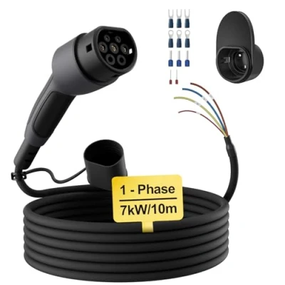 Abbildung von dé Typ 2 Ladekabel offenes Ende 7kW [1 Phasen 10m 32A] Freiem Kabelende für Wallbox/Ladestation Ersatzkabel