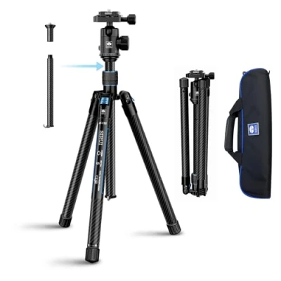 Abbildung von SIRUI Stativ Kamera Carbon Reisestativ Kohlefaser mit E 10 360Kugelkopf, 151.9 cm Kompakt und Leicht, wendbare Mittelsäule, maximale Belastung 7,7 kg Traveler X II