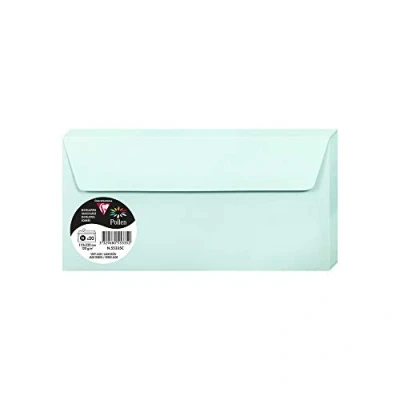 Abbildung von Clairefontaine 55335C Packung mit 20 Umschlägen Pollen Format DL 11x22 cm, 120g, selbstklebend, ideal für Einladungen und Korrespondenz, Premium glattes Papier, Jadegrün, 1 Pack