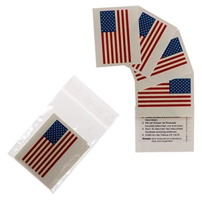 Abbildung von 25 x Amerika tattoo Fan Fahnen Set America temporary Flag (25)
