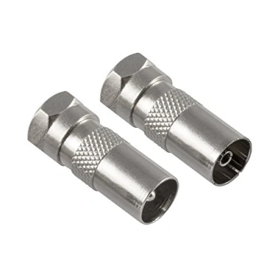 Abbildung von Poppstar 2X SAT Adapter Koax Antenne (F Stecker, 1x auf IEC Antennenstecker, Antennenbuchse), Coax Kupplung für Koaxialkabel Antennenkabel, silbern