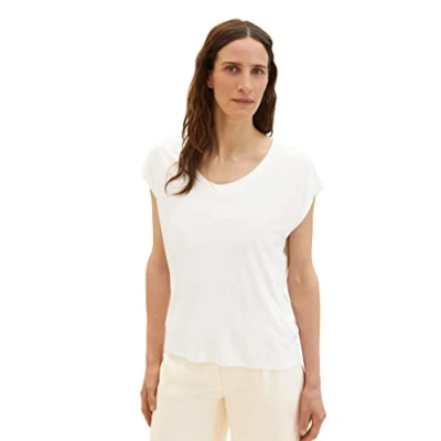 Abbildung von TOM TAILOR Damen 1036767 T Shirt, 10315 Whisper White, XXS
