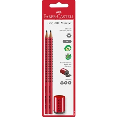 Abbildung von 10 x Faber Castell Bleistiftset Grip 2001 + Einfachspitzdose B rot/bla