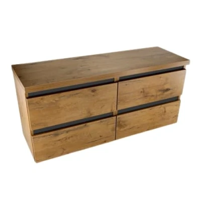Abbildung von paplinskimoebel Hängeschrank, Badezimmerschrank mit Schubladen 120 x 51,5 39 cm, Doppelwaschtischunterschrank, Gästebadschrank, Badschrank