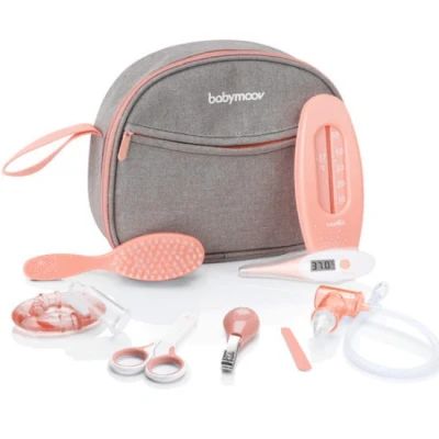 Abbildung von Babymoov Babypflege Set Apricot 9 teilig, ideal für die Baby Erstausstattung mit digitalem Fieberthermometer und Nasensauger