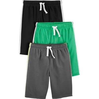 Abbildung von Simple Joys by Carter&#039;s Baby Jungen 3 Pack Mesh Infant and Toddler Shorts, Schwarz/Grün/Grau, 4 Jahre (3er Pack)
