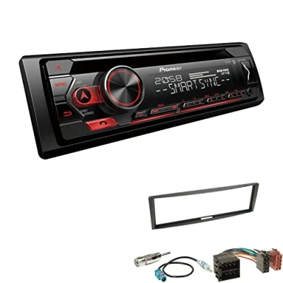 Abbildung von Pioneer DEH S320BT 1 DIN Autoradio Bluetooth CD Tuner USB Spotify inkl. Einbauset passend für Renault Modus Grand 2004 2012 schwarz