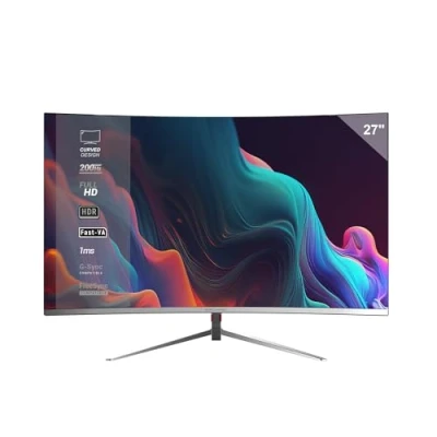Abbildung von Mars Gaming MV 27C, Monitor Gebogen 27 FHD 1080p 200Hz, HDR10 1ms, FreeSync, G Sync, Rahmenloser Monitor, Neigung 20, Low Blue Light, Flicker Free, HDMI + DisplayPort 3,5mm Klinke, Weiß