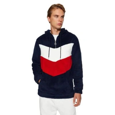Abbildung von Trendyol Herren Hoodie, Colorblock, regulär Sweatshirt, Marineblau, S