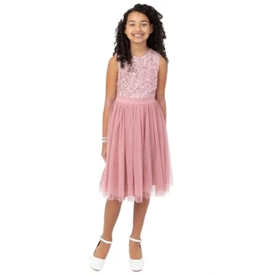 Abbildung von Maya Deluxe Mädchen Paillettenverziertes Hochzeit Und Geburtstag Festlich Mit Bandschleife Brautjungfernkleid Kleid, Vintage Rose, 7 8 Jahre EU