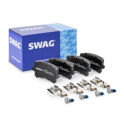 Abbildung von SWAG 30 91 6991 Bremsbelagsatz Hinterachse mit Bremssattelschrauben, Anti Quietsch Blech, Befestigungsmaterial VOLKSWAGEN: Passat B6 Variant