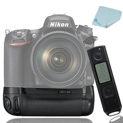 Abbildung von Mcoplus MK DR750 MB D16 Batteriegriff für EN EL15 Nikon D750 DSLR, 2,4 GHz Fernbedienung, inkl. Reinigungsstift