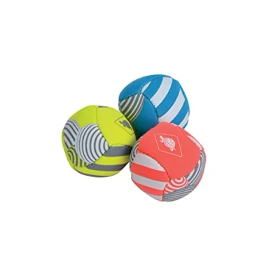 Abbildung von Schildkröt® Neopren Mini Fun Bälle, 3 Bälle zum Kicken, Werfen, Fangen, Jonglieren, Ø 5 cm, doppelwandig, gefüllt mit Kunststoff Granulat, 970145, Gelb Blau Flamingo, 970145