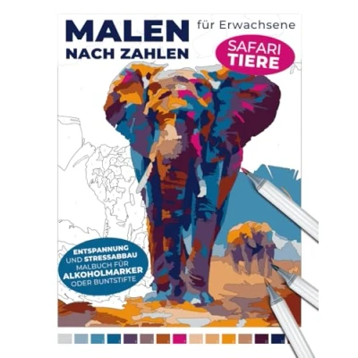 Abbildung von Malen nach Zahlen für Erwachsene Safari Tiere Entspannung und Stressabbau Malbuch Alkoholmarker oder Buntstifte: Meditative Naturlandschaften: ... Entspannende Malbücher Erwachsene)