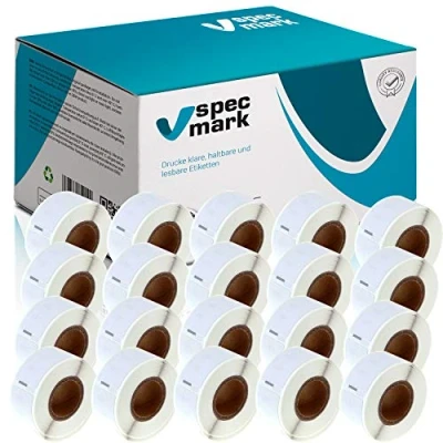 Abbildung von specmark 20 Etiketten Rollen kompatibel mit DYMO 99017 12mm x 50mm S0722460 220 Stück zu allen Etikettendruckern LabelWriter 450 4XL Seiko SLP