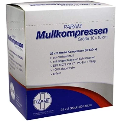 Abbildung von Mullkompressen 10x10 cm steril 8fach 25X2 St