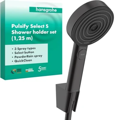 Abbildung von hansgrohe Duschbrause &quot;Pulsify Select S&quot;, (Brauseschlauch, Handbrause, Brausehalter), 10,5cm, 3 Strahlarten Relaxation mit Duschschlauch 125cm