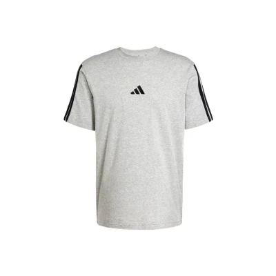 Abbildung von adidas Herren Essentials Three Stripes Single Jersey Tee, Medium Grey Heather/Black, M