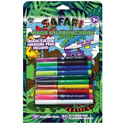 Abbildung von Splat Planet Magic Malbuch Mit Magischem Farbwechsel stift set Magical Art Im A4 format magie malstift (Safari Tiere)