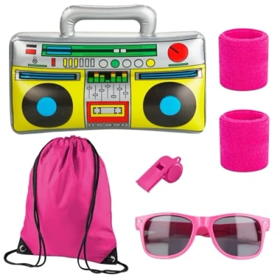 Abbildung von Kostümheld® Kostüm Retro Set 5 in 1 80er 90er Accessoires Fasching Karneval