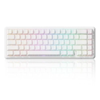 Abbildung von ATTACK SHARK X65 HE Magnet Schalter Rapid Trigger Tastatur, 65% kabelgebundene Gaming Tastatur mit 8000 Hz Abtastrate, 0,01mm RT Präzision, PBT Tasten, QMK Treiber, RGB (Weiße Konturen)