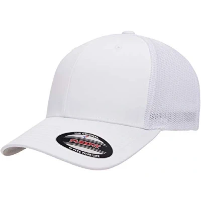Abbildung von Flexfit Unisex Erwachsene Mesh Fitted Trucker Mütze, Blickdicht, Weiss/opulenter Garten, Einheitsgröße