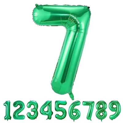 Abbildung von Geburtstag zahlen luftballon 7 jahre Folienballon XXL Grün Riesen in 40&quot; 101cm Geburtstagsdeko Ballon Zahl Deko zum fliegt mit Helium