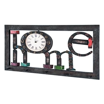Abbildung von HAKU Möbel Wandgarderobe Motiv, Vintage, MDF, Metall Maße: B 70 cm x H 35 T 8 cm, Style: Industrial