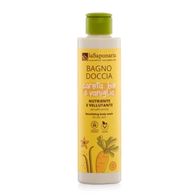 Abbildung von La Saponaria Karotten &amp; Vanille Körperreiniger, Duschgel, Körperwaschmittel, Vitamine Antioxidantien, Beruhigend, Natürlich, Vegan, Tierversuchsfrei, Biokunststoff, Bio, 200ml