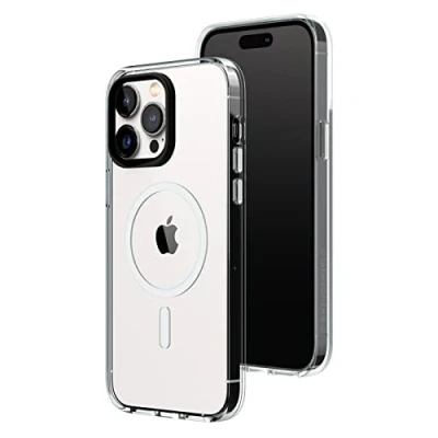 Abbildung von RhinoShield Clear Case kompatibel mit MagSafe für [iPhone 14 Pro Max]Überragende Magnetstärke, Vergilbungsresistenz, Kristallklar, optimaler Schutz und personalisierbar Schwarz Kamera Ring