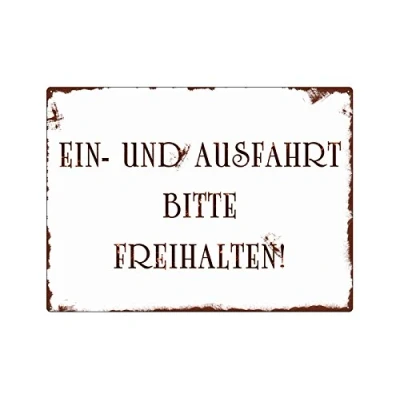 Abbildung von Interluxe METALLSCHILD Blechschild WANDSCHILD EIN UND AUSFAHRT Bitte FREIHALTEN Shabby