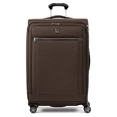 Abbildung von Travelpro Platinum Elite Softside Erweiterbares Gepäck, 8 Rollen Spinner Koffer, USB Anschluss, Rich Espresso Brown, Checked Large
