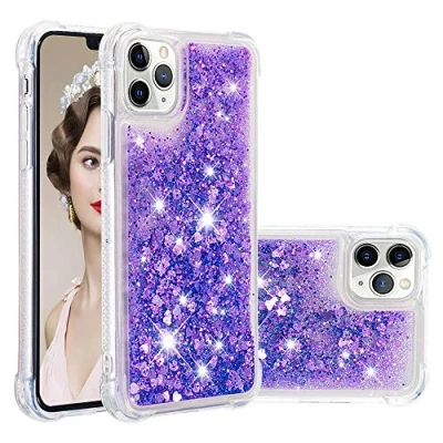 Abbildung von KBIKO zxl Kompatibel mit iPhone 11 Pro Glitzer Handyhülle, Glitter Hülle Flüssig Treibsand Case Weich Silikon TPU Bumper Schutzhülle Mädchen Frauen für Pro.Purple YBL
