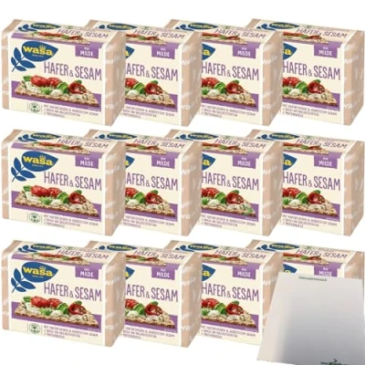 Abbildung von Wasa Knäckebrot Hafer &amp; Sesam VPE (12x230g Packung) + usy Block