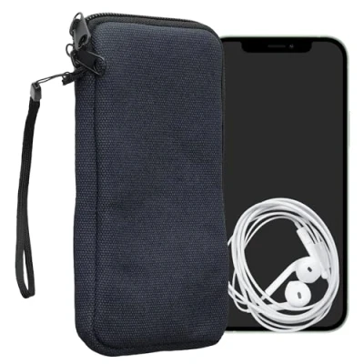 Abbildung von kwmobile Handy Tasche kompatibel mit Smartphones XL 6,7/6,8&quot; Hülle Canvas Handyhülle Mikrofaser Inlay in Dunkelblau Handytasche 17,2 x 8,4 cm Innenmaße