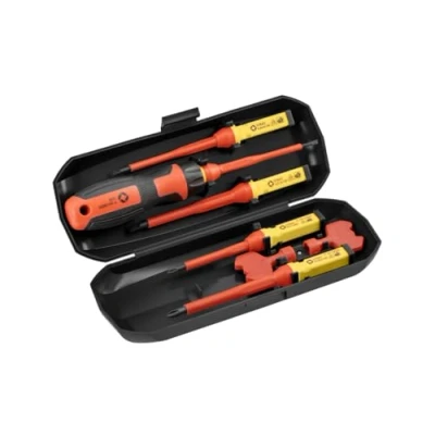 Abbildung von Hogert Technik HT1S998 Schraubendrehersatz Kunststoffkassette magnetisch