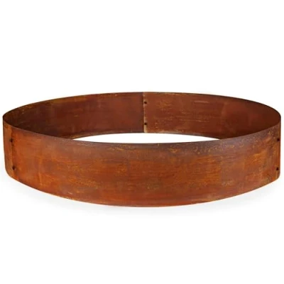 Abbildung von UNIGARDIA Pflanzring aus Cortenstahl Ø 100 cm, Höhe 20 cm Vorgerosteter Baumring Metall Beeteinfassung rund mit Rost, 1 Paar Montagehandschuhe inklusive