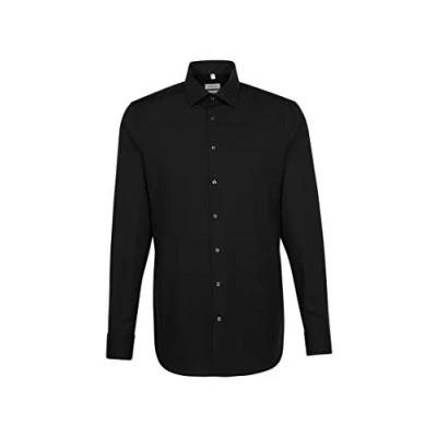 Abbildung von Seidensticker Herren Extra Slim Bügelfrei Kent Langarm Patch 12 Shirt, schwarz, 43