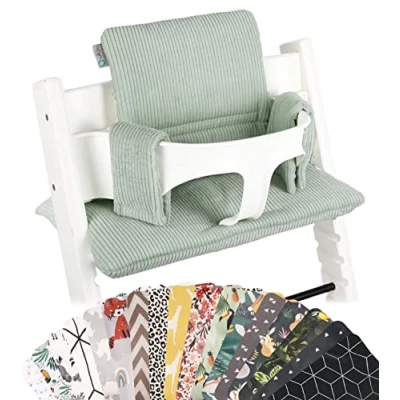 Abbildung von Ukje Kissen kompatibel mit Stokke Tripp Trapp Weiches Sitzkissen für Säuglinge, Babys &amp; Kleinkinder, Hochstuhlzubehör, Baumwollstoff Einsatz, Handgefertigt in Europa (Mintgrün Ripp)