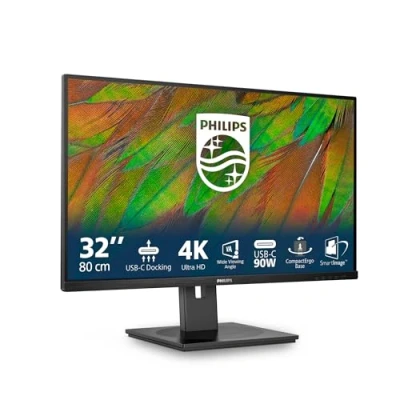 Abbildung von PHILIPS 32B1U3900 32 Zoll UHD Monitor, höhenverstellbar, Lautsprecher (3840x2160, 60 Hz, HDMI, DisplayPort, USB C (90W PD),USB Hub, RJ45) schwarz