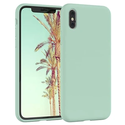 Abbildung von EAZY CASE Premium Silikon Handyhülle kompatibel mit iPhone X/XS, Slimcover Kameraschutz und Innenfutter, Silikonhülle, Schutzhülle, Bumper, Handy Case, Hülle, Softcase, Mintgrün, Grün