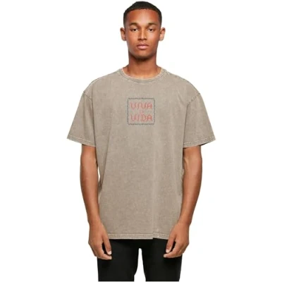 Abbildung von Merchcode Frida Kahlo Pixels VIVA LA VIDA ACID Washed Heavy Oversize TEE Tshirt print, Herren, Größe: XXL, Darkkhaki