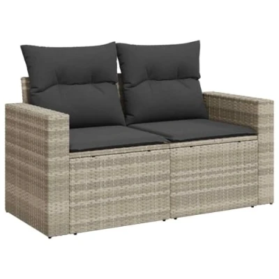 Abbildung von vidaXL Loungesofa Gartensofa mit Kissen 2 Sitzer Hellgrau Poly Rattan, 1 Teile